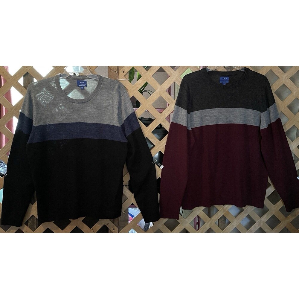 APT. 9 Merino Wool Blend Soft Striped Bundle Up Sweaters Men's XXL
